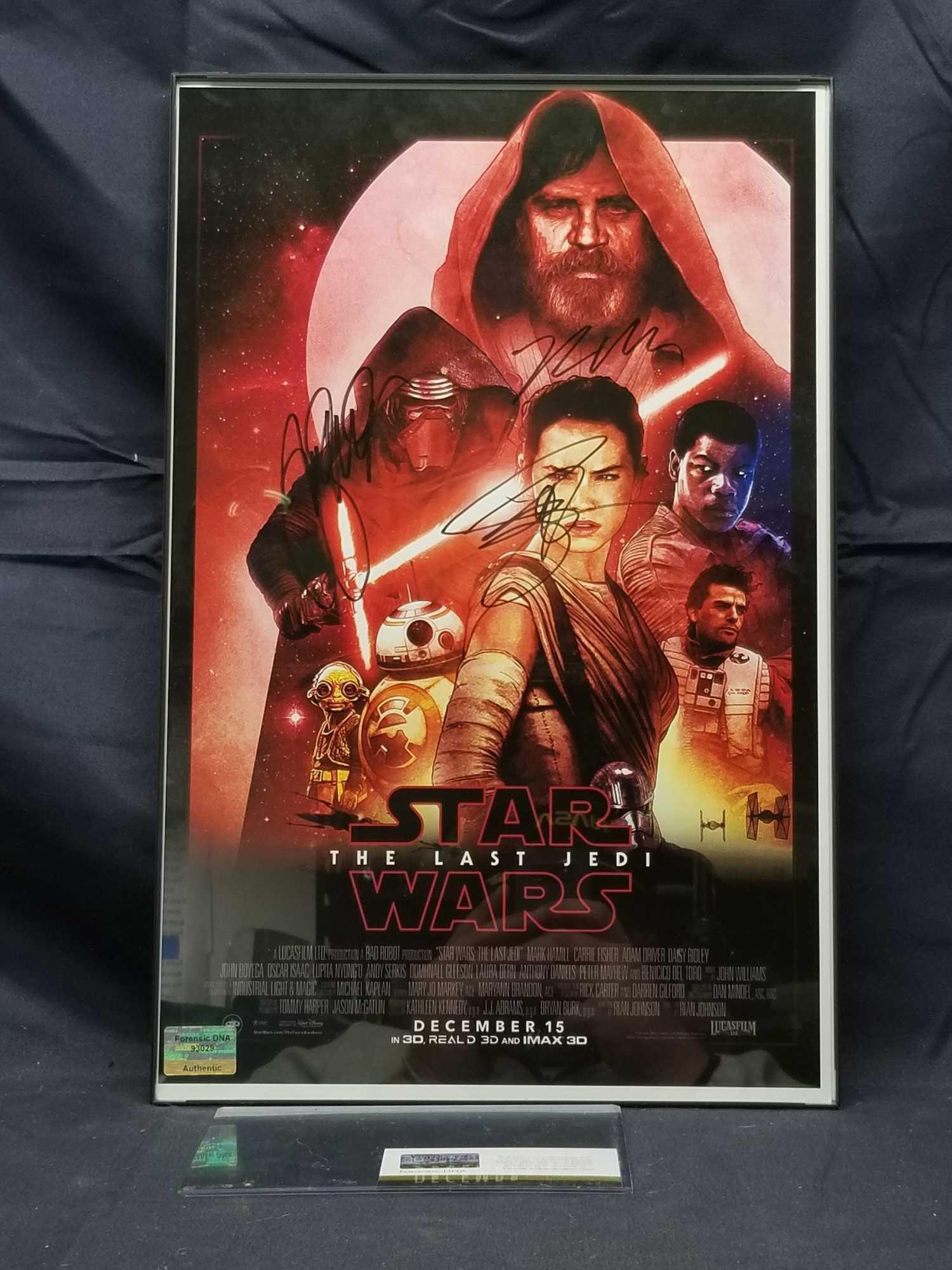 Signed Mini Star Wars Poster 3 Signatures COA