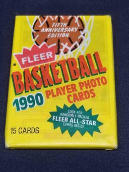 1990 Fleer Basketball Unopened Pack Empty Box