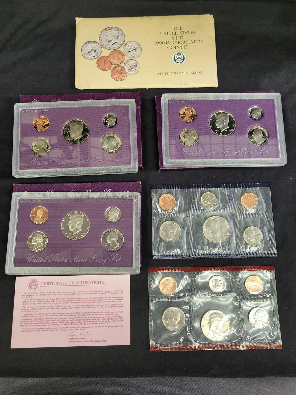 United States Proof set's 1990-91-92