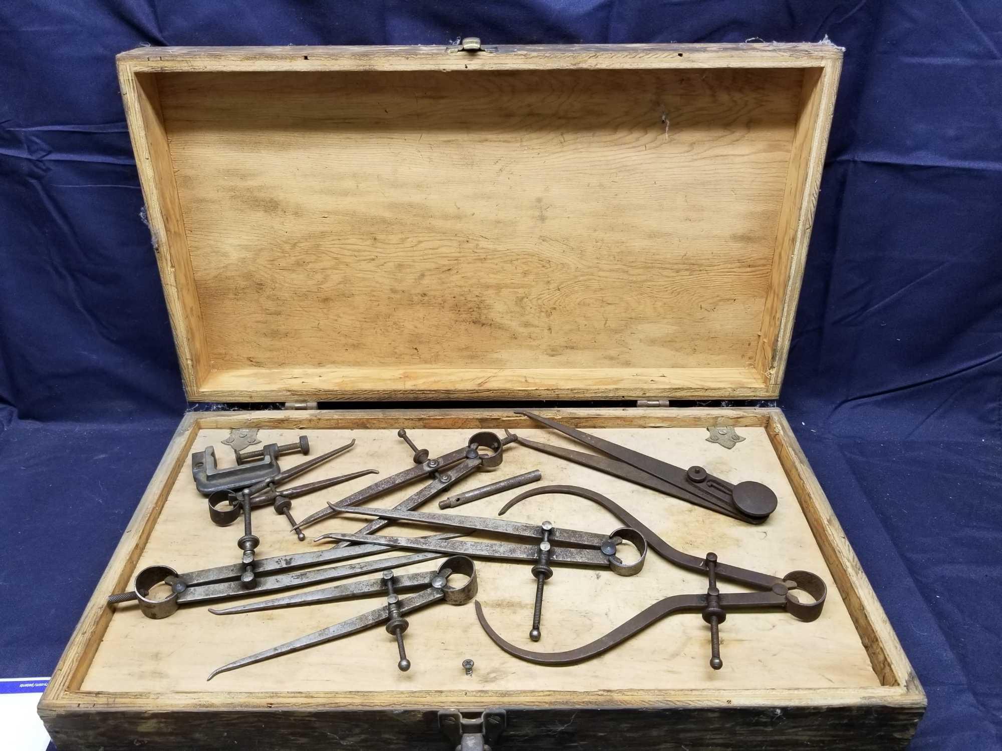 Vintage Wood Box Full of Micrometers