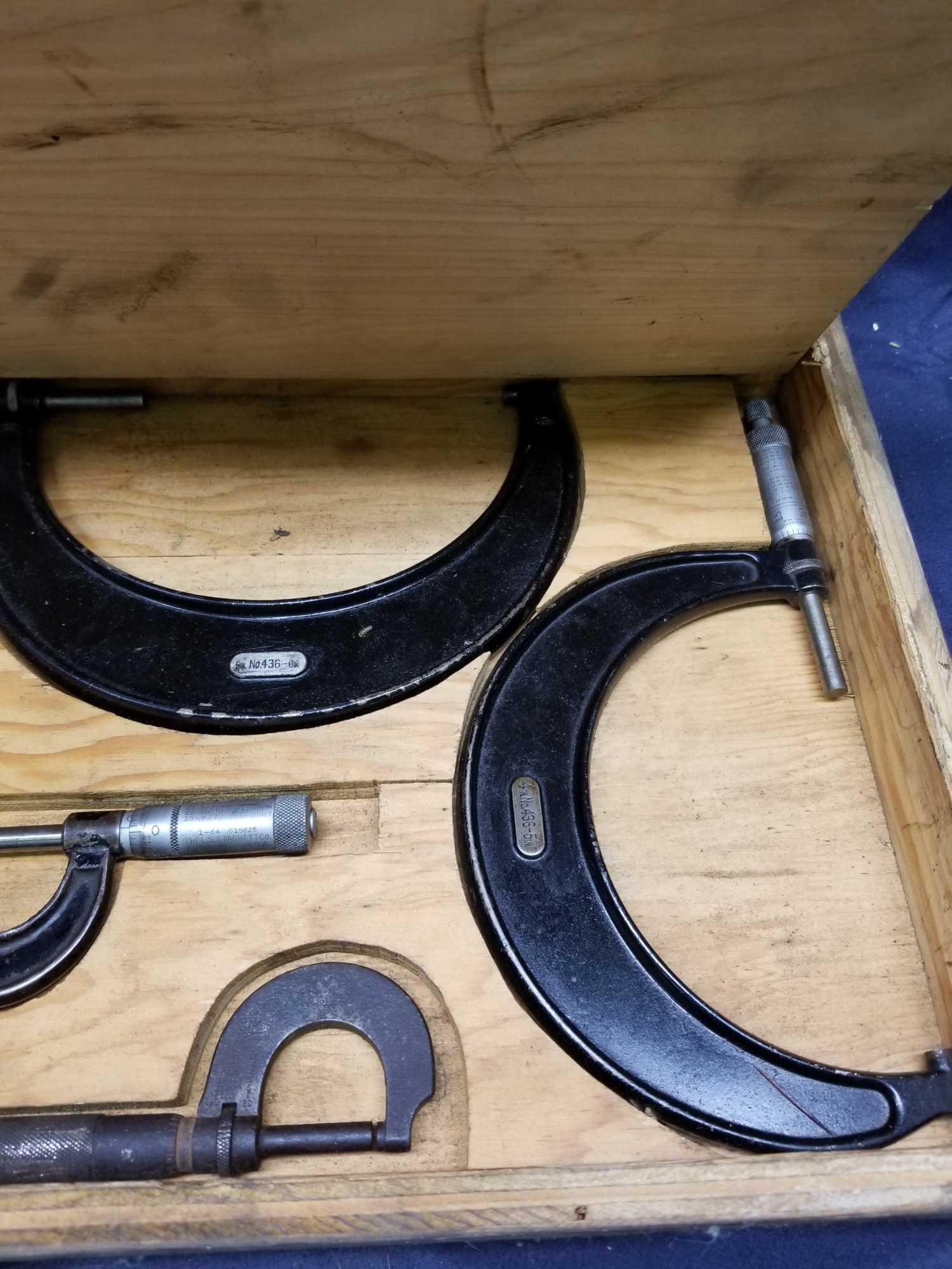 Vintage Wood Box Full of Micrometers