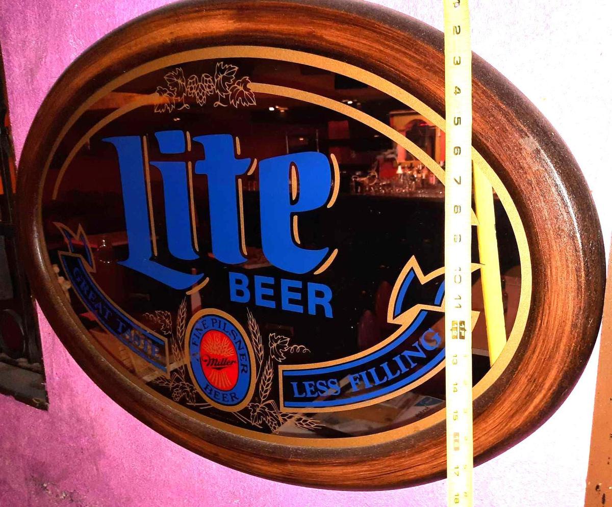 Miller Lite Beer Mirror Sign 20in Tall