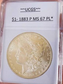 Morgan silver dollar 1883 P gem bu satin white proof like glassy high grade slabed PQ