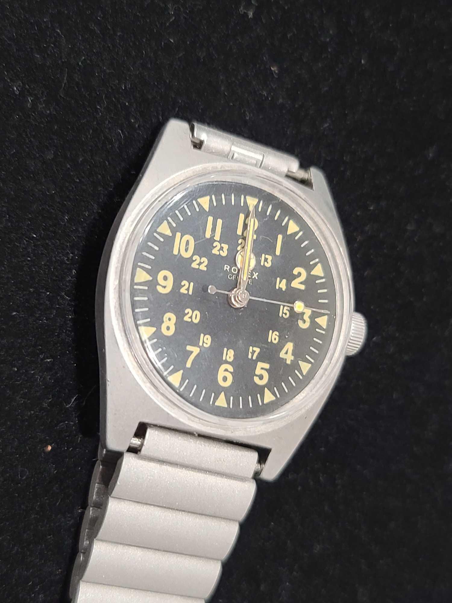 Rare Rolex Vietnam War Pilot's Wristwatch, Black Dial W/ Affidavit Provenance
