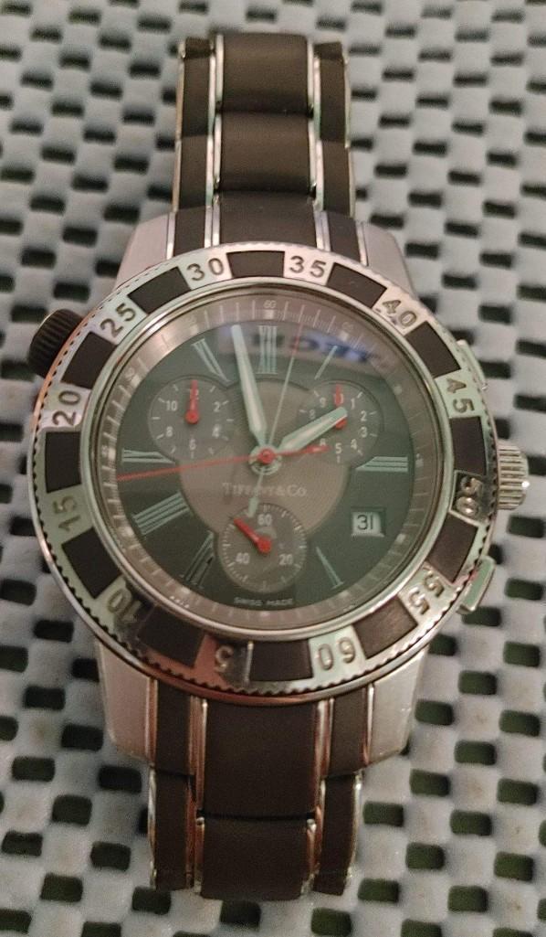27 Jewel Tiffany Mark T-57 Resonator Men's Divers Stainless Steel watch Clasp bracelet certified