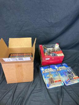 Misc box lord of the rings books Star Wars and Harry Potter action figures