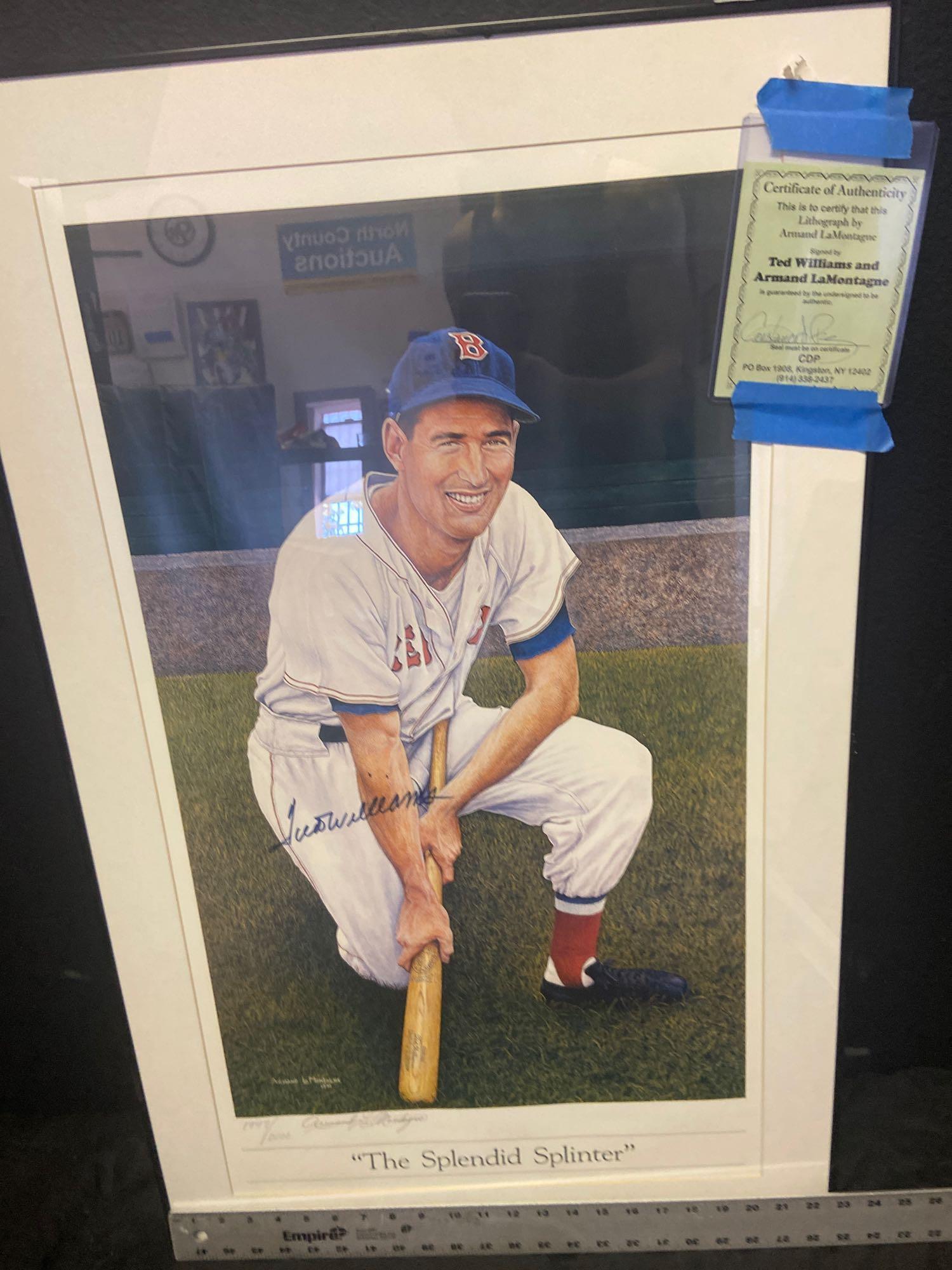 The splendid splinter Ted Williams Armand LaMontagne signed poster w CoA