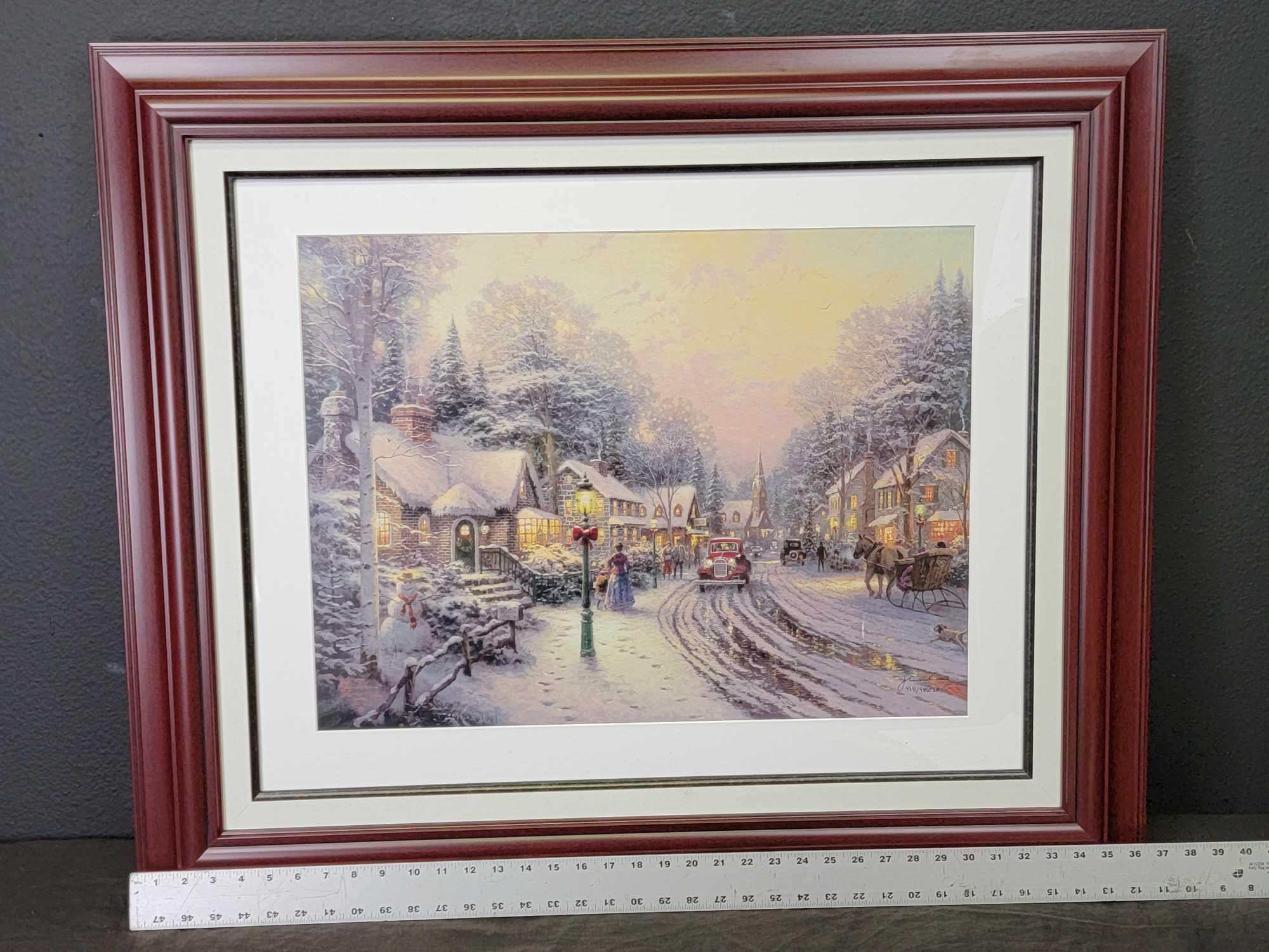 Thomas Kinkade 'Small Christmas Village' 4341/4850 Signed Framed Numbered Lithograph Artwork