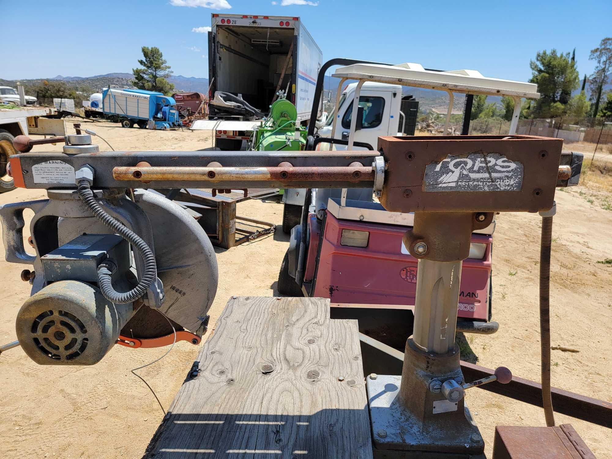 9ft Tow-Behind Log Chop Saw sold for parts only