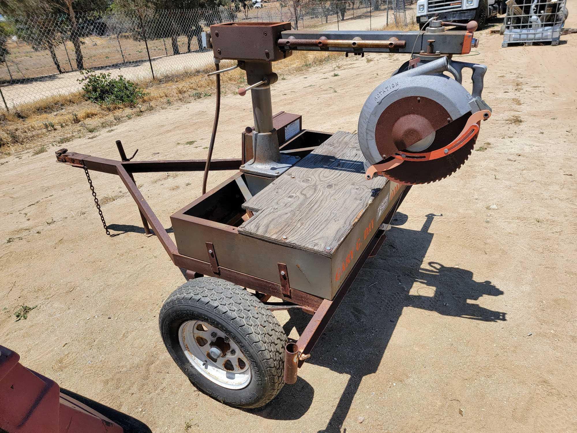 9ft Tow-Behind Log Chop Saw sold for parts only