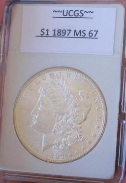 Morgan silver dollar 1897 blazing satin white gem BU Semi PL Beauty