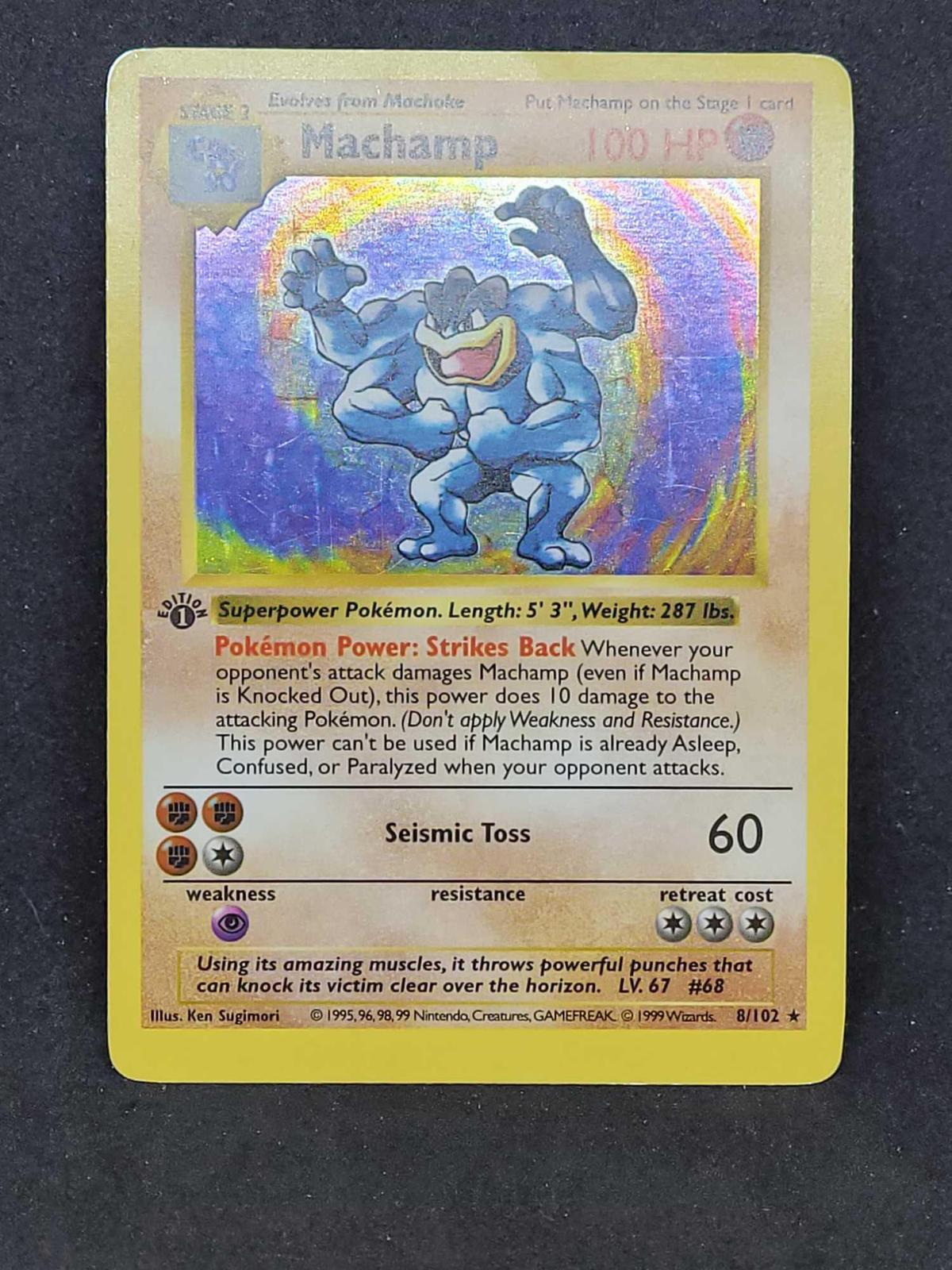 Pokemon card 1st edition shadowless holo Machamp WOTC