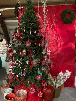 12ft Tree and high end oversize ornaments, contents