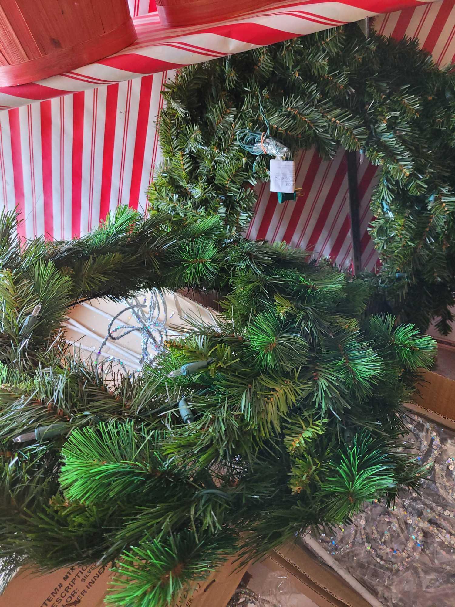 Baskets Soar light wreaths Christmas sprays in silver gold and reds