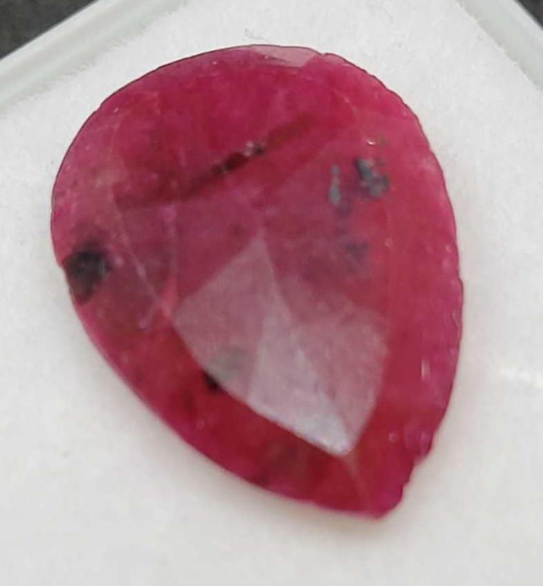 Red 8.41ct pear cut Ruby gemstone