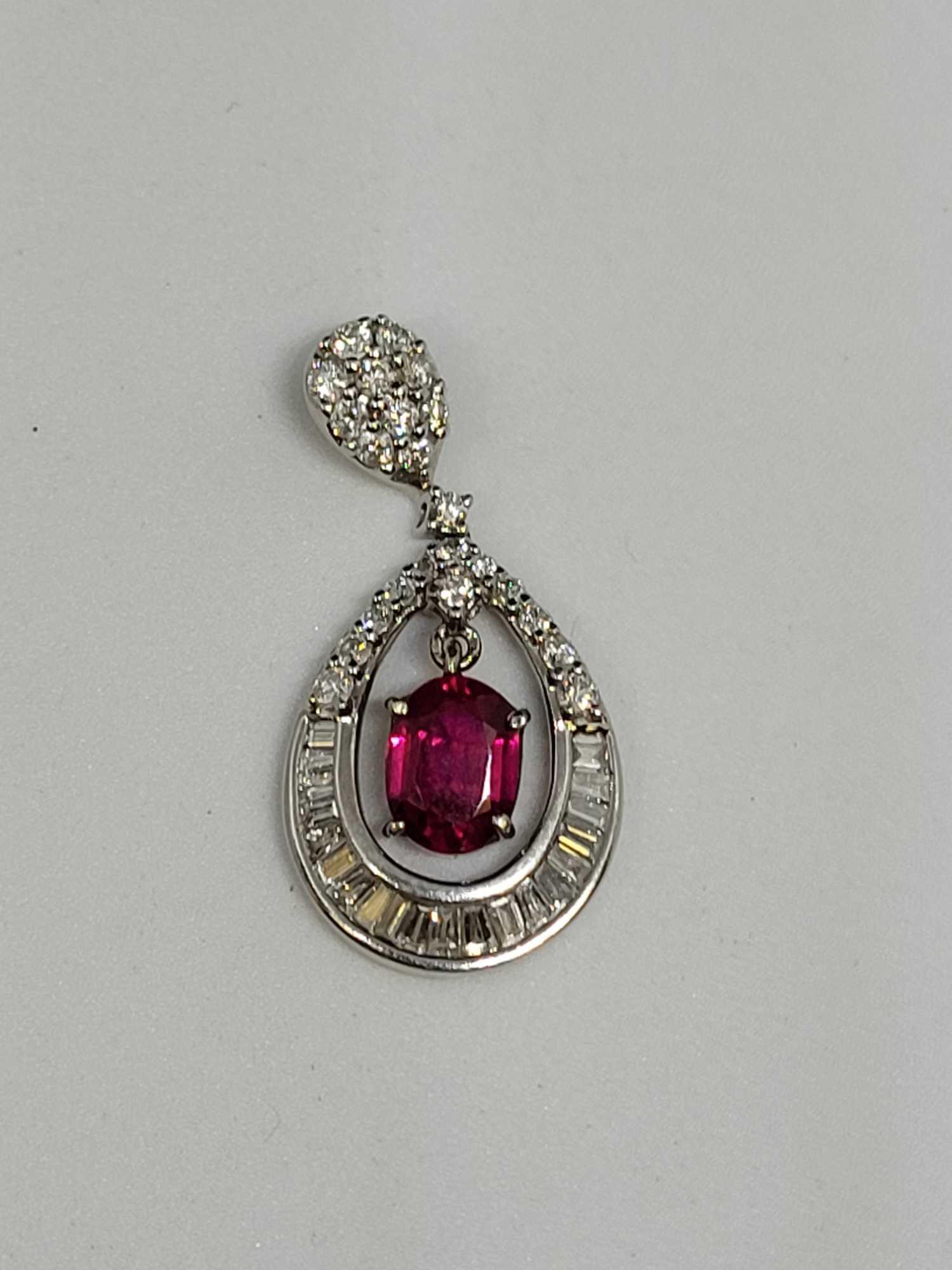 18kt white gold diamond and ruby pendant beautiful jewelry