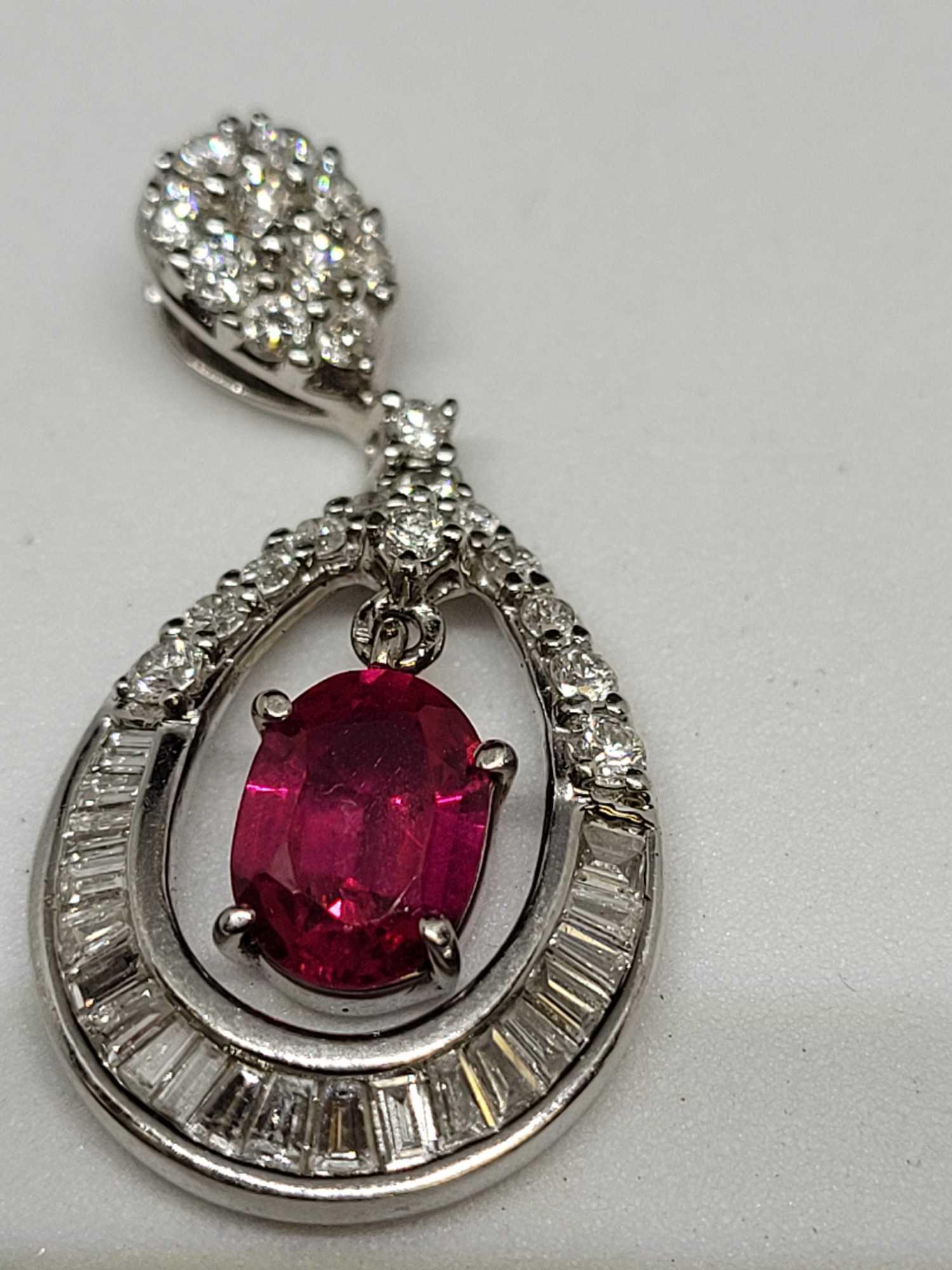 18kt white gold diamond and ruby pendant beautiful jewelry