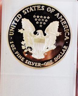 American silver eagle 1999 gem proof perfect ultra deep mirrors slabed 1 troy oz rare date