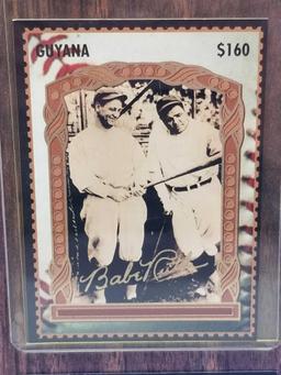 Pair of Babe Ruth Cards Mounted on Plaques