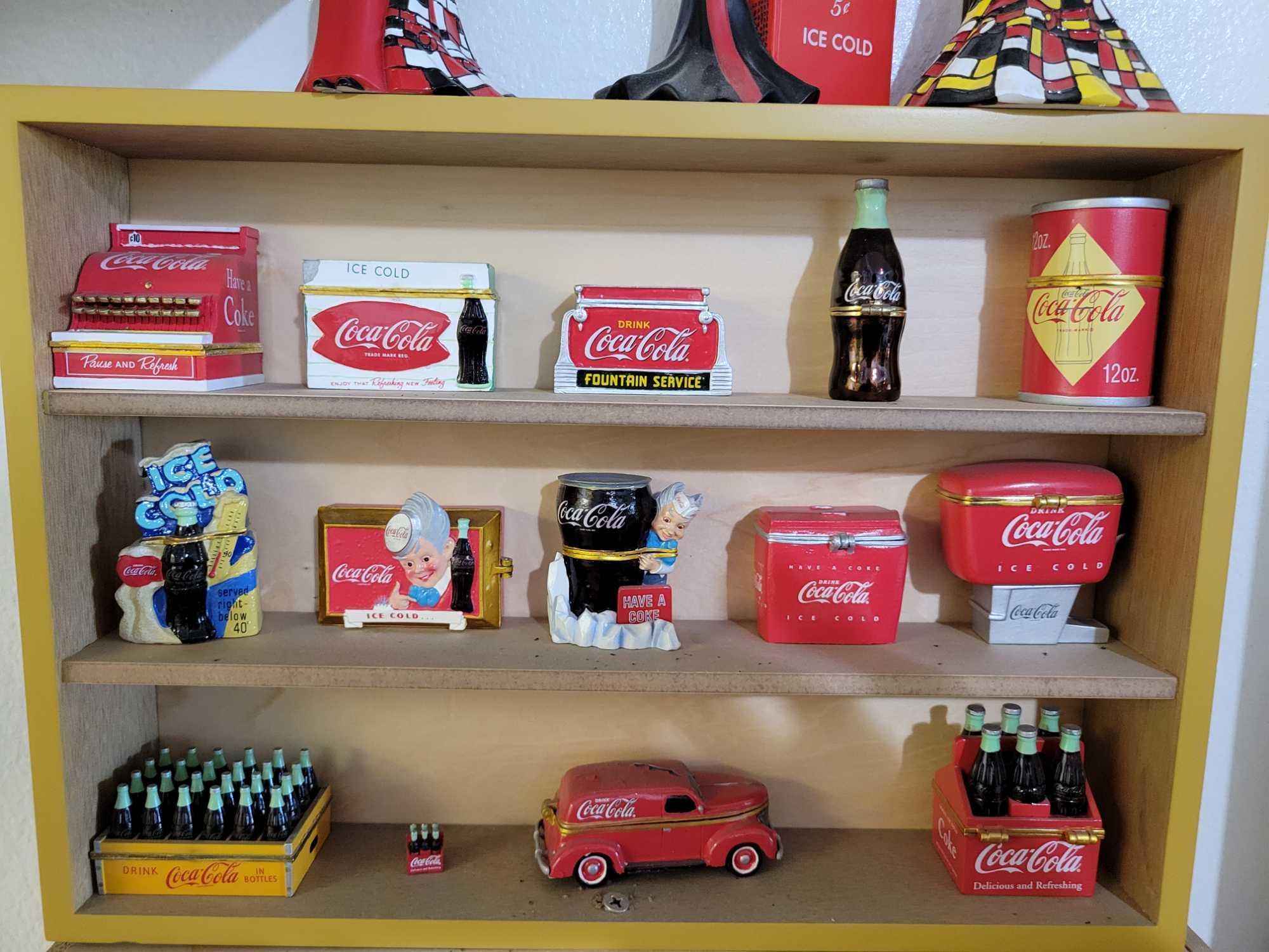 Vintage Coca Cola Bottles Display and Memorabilia