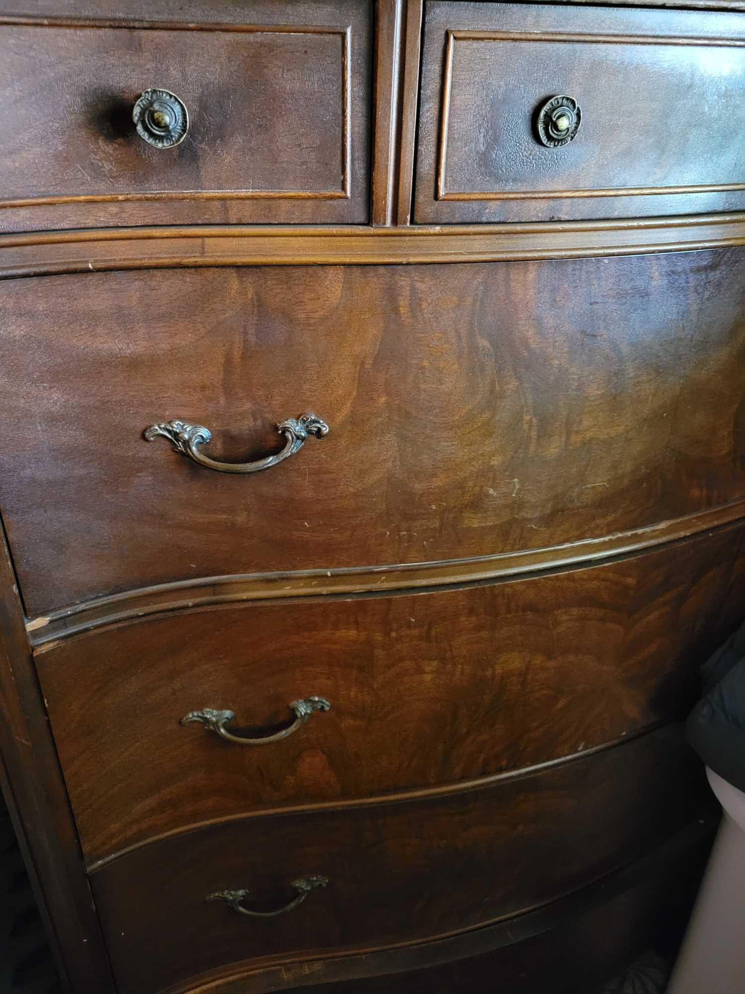 Antique dressers upright 52 x 38 x 18. 7 drawers Bureau 34 x 48 x 22 in
