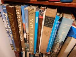 Travel books and bookcase