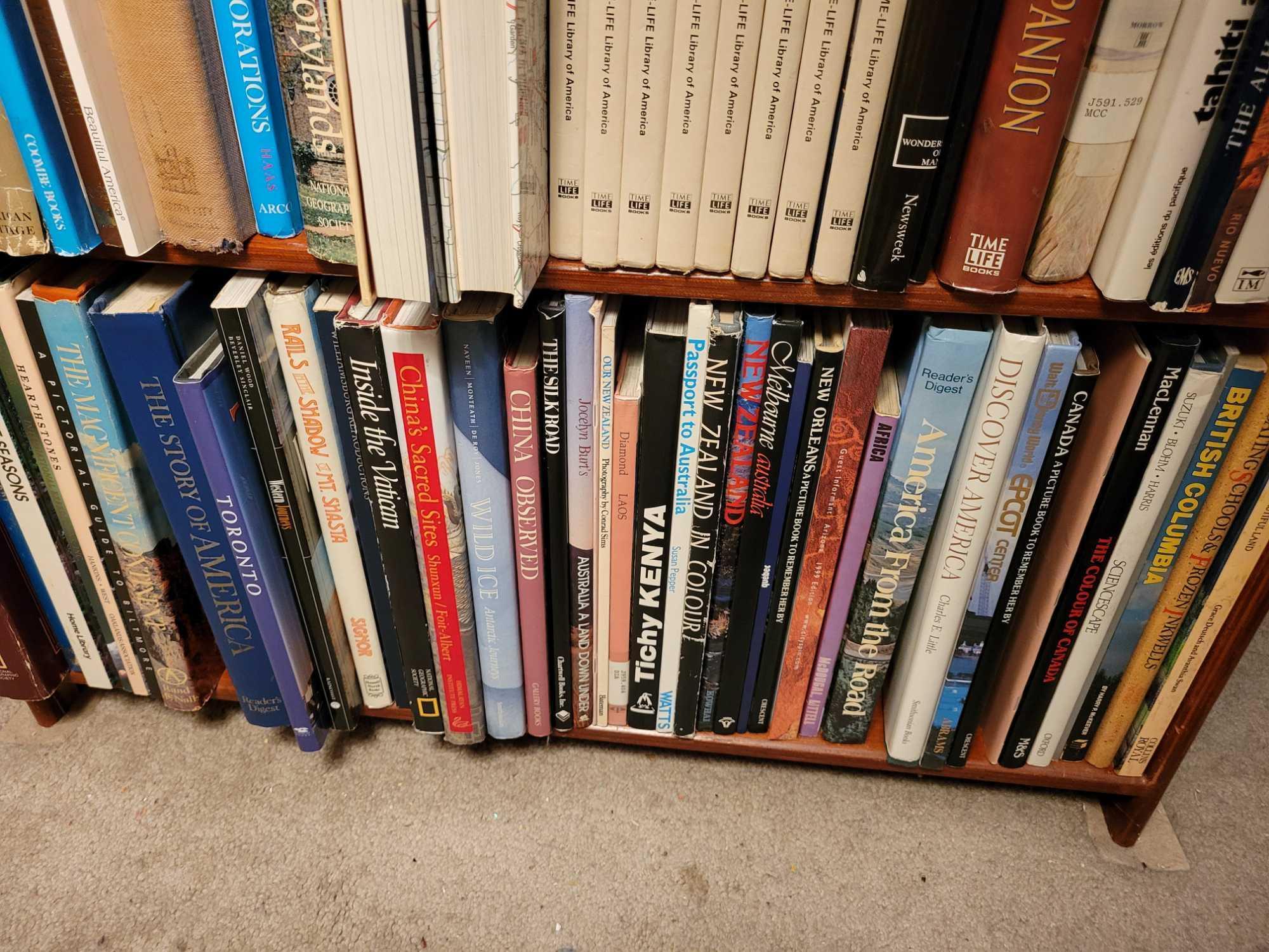 Travel books and bookcase