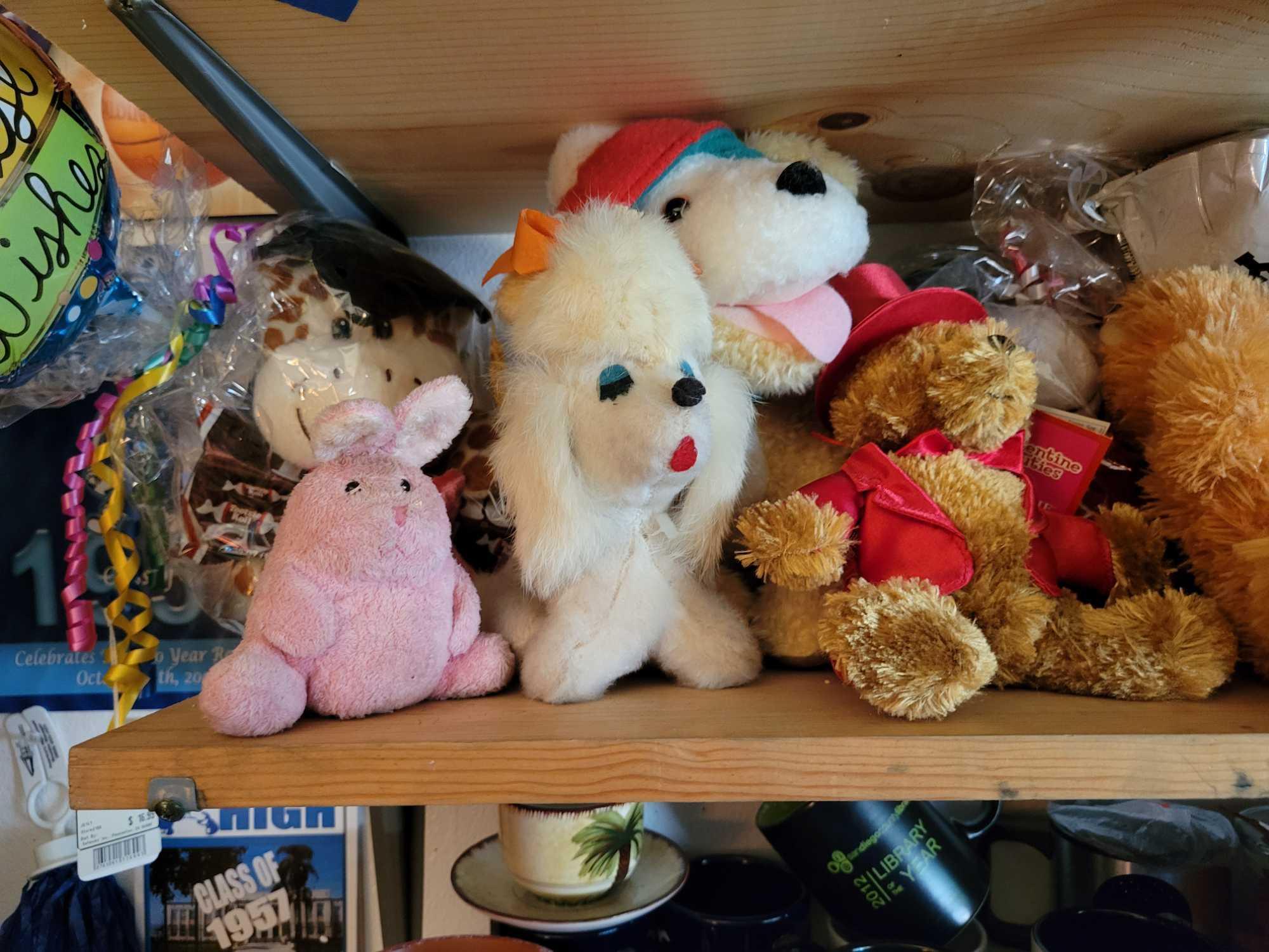 Stuffed animals Cherished Teddies knick knacks and more.