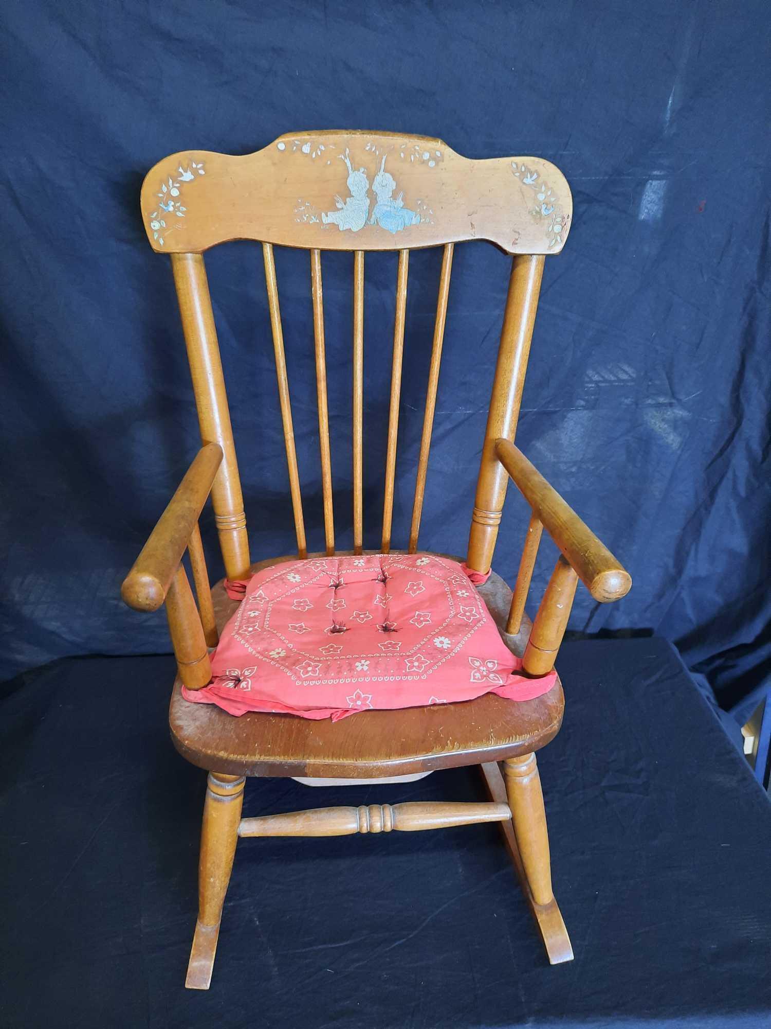 Oak hill co. miniature wooden rocking chair