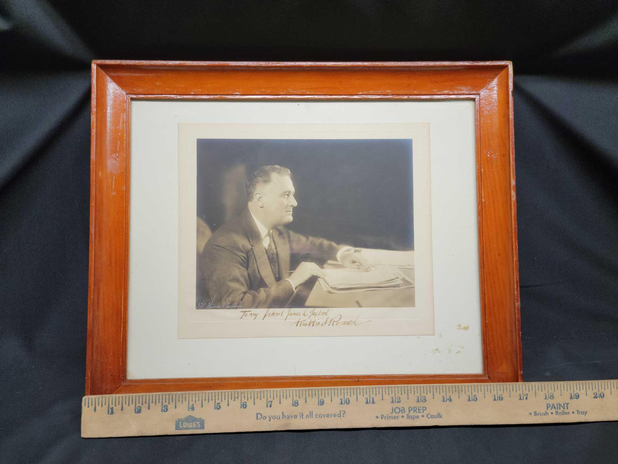 Framed photo of Franklin D. Roosevelt Signed not authenticated