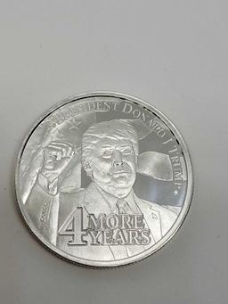 1 Troy Ounce .999 Fine Silver Donald Trump 4 More Years