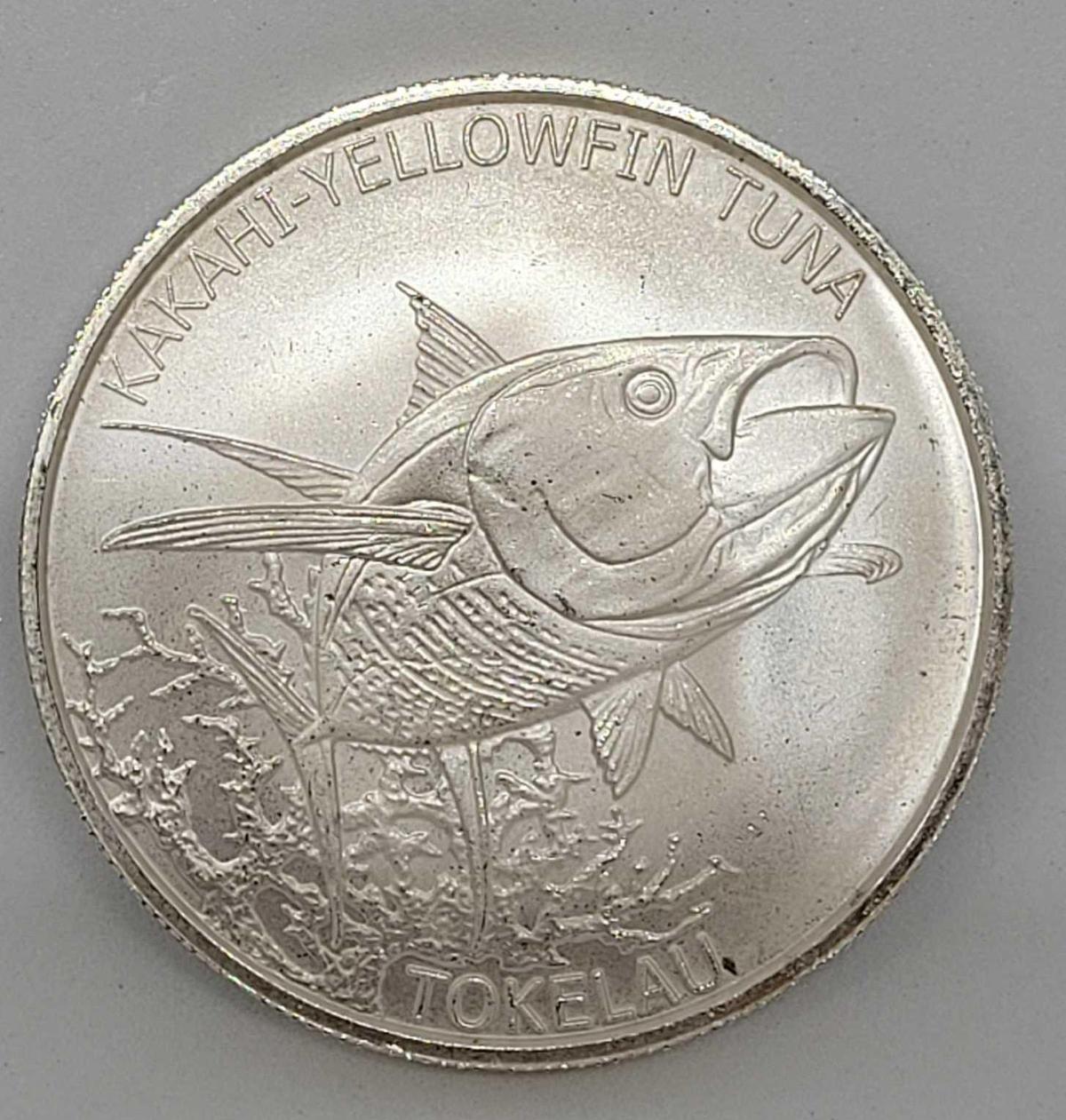 Yellowfin Tuna 1 Troy Ounce .999 Fine Silver 2014 from Tokelau