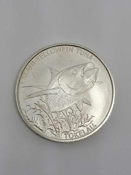 Yellowfin Tuna 1 Troy Ounce .999 Fine Silver 2014 from Tokelau