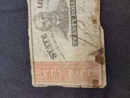 Set of 2 Rare State of Louisiana Civil War Era Confederate Obsolete Notes