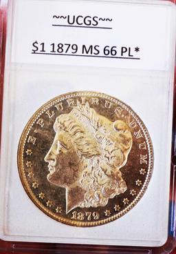Morgan silver dollar 1879 Gem BU Ultra rare glassy pl proof like stunner cameo obv
