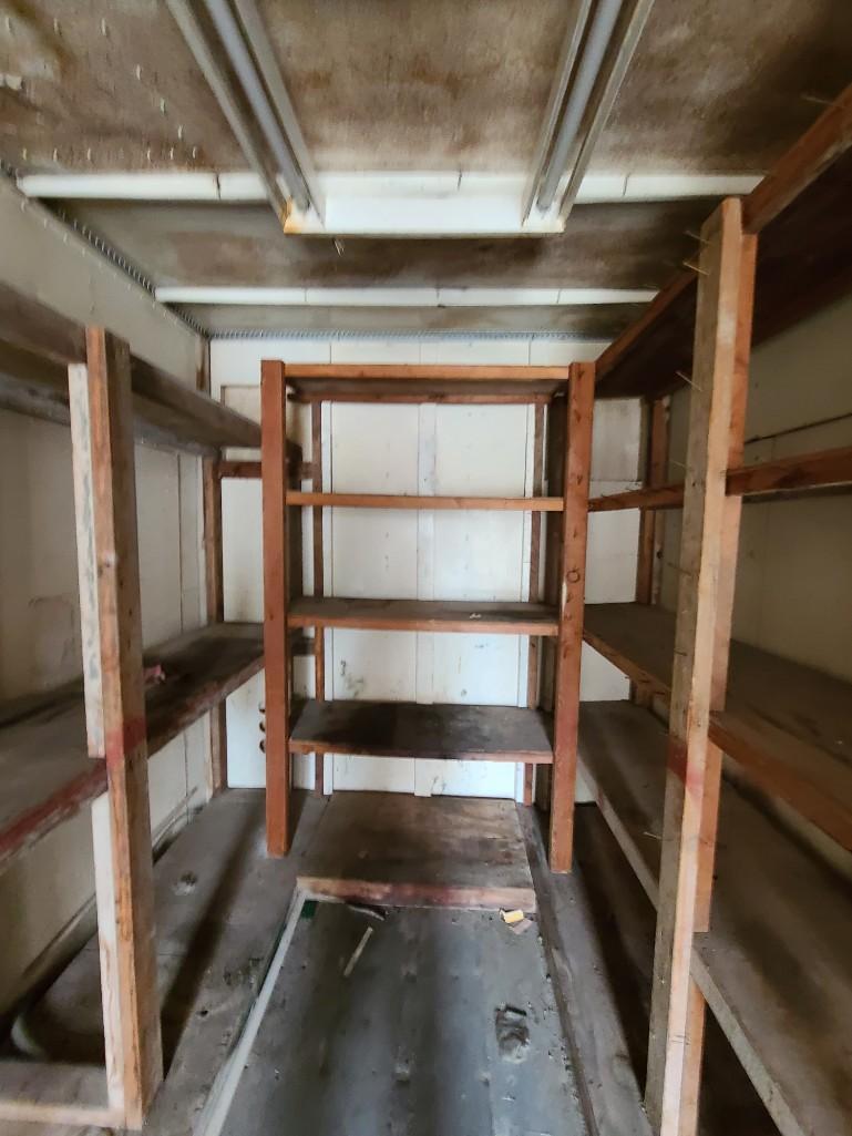 25ft Storage Trailer No wheels empty built in shelves 10ft tall 8ft wide