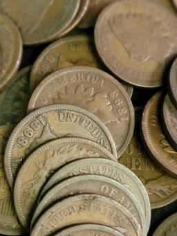 100 Mixed Date Problem-Free Indian Head Cents from 1890-1899 Good to Fine