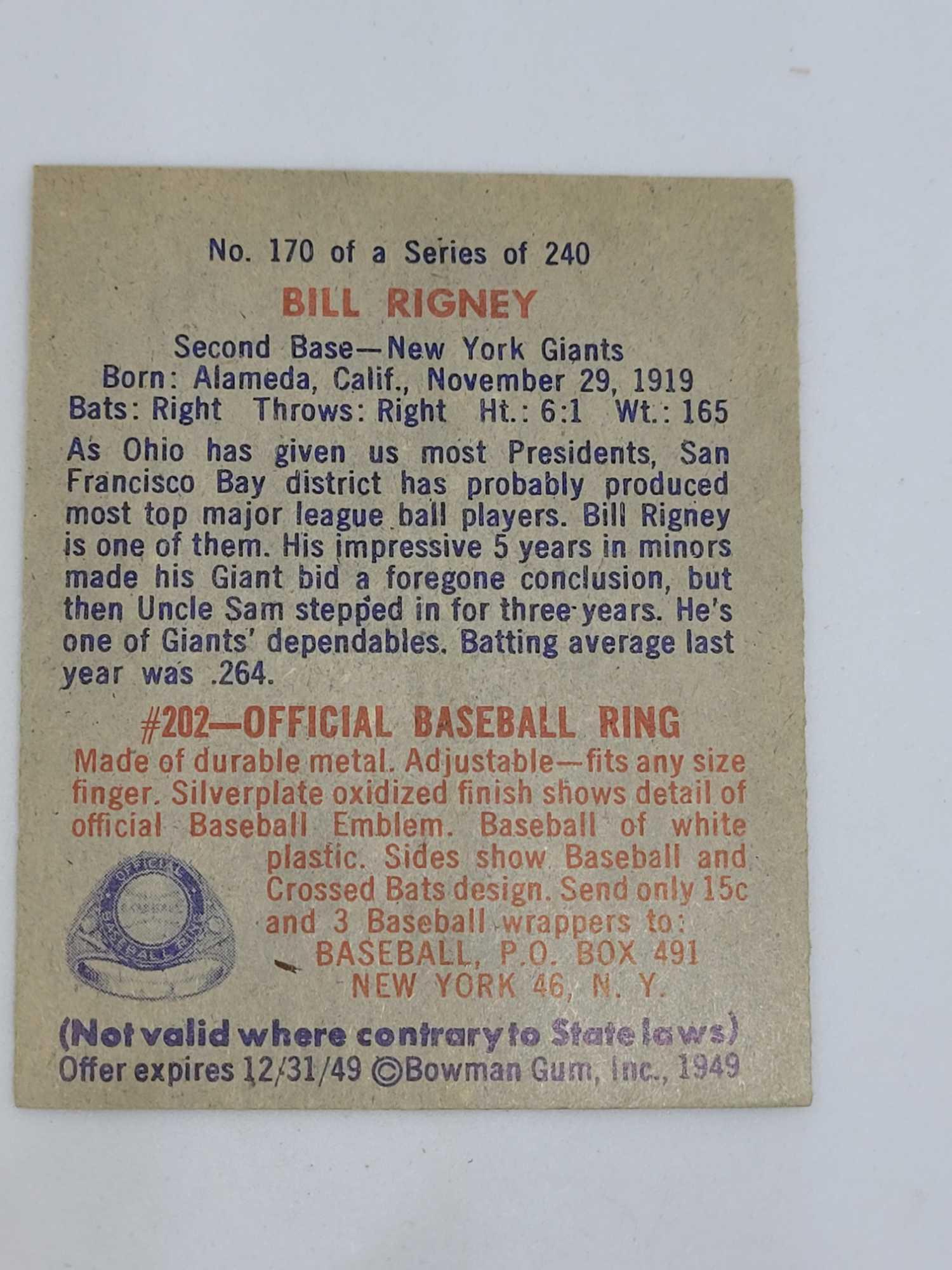 Five 1949 Bowman baseball cards