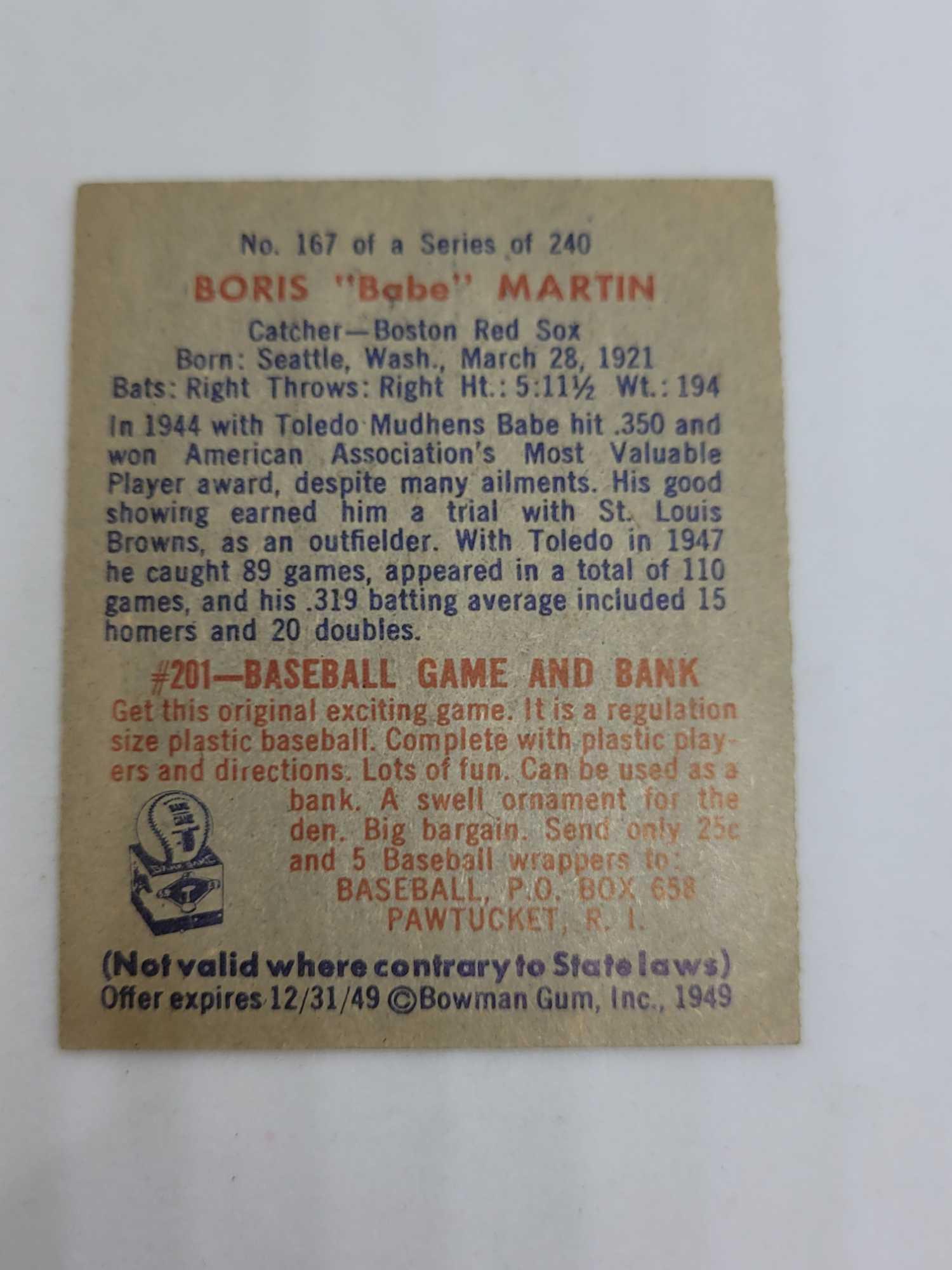 Five 1949 Bowman baseball cards