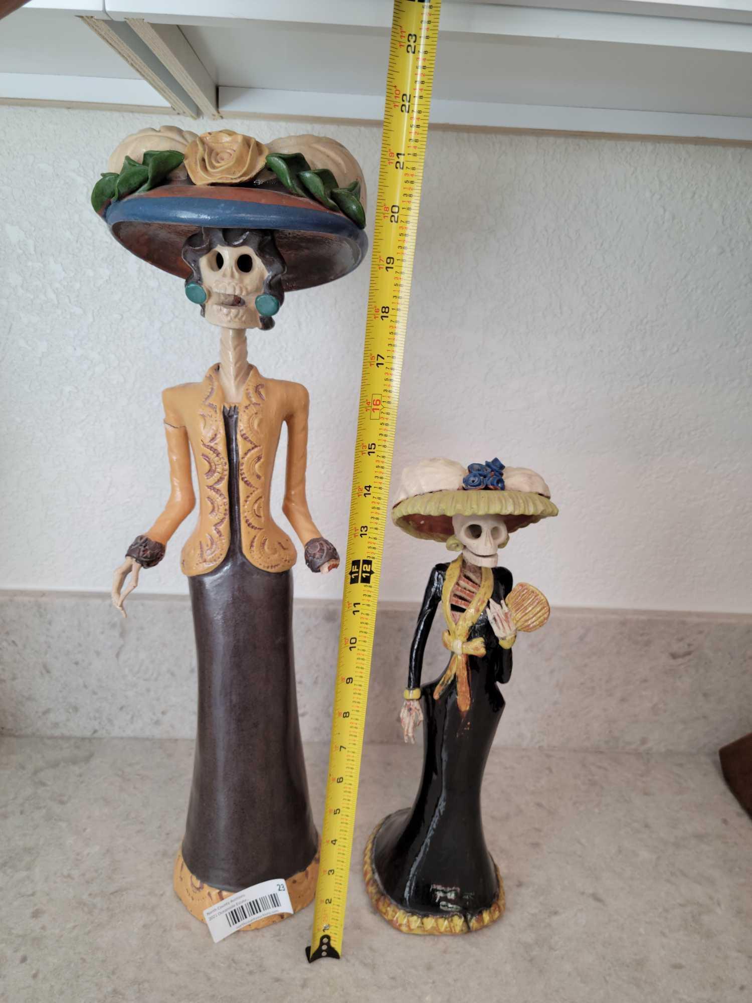 Very Unique Day of the Dead Clay Ladie Large one missing a hand and arm was repaired