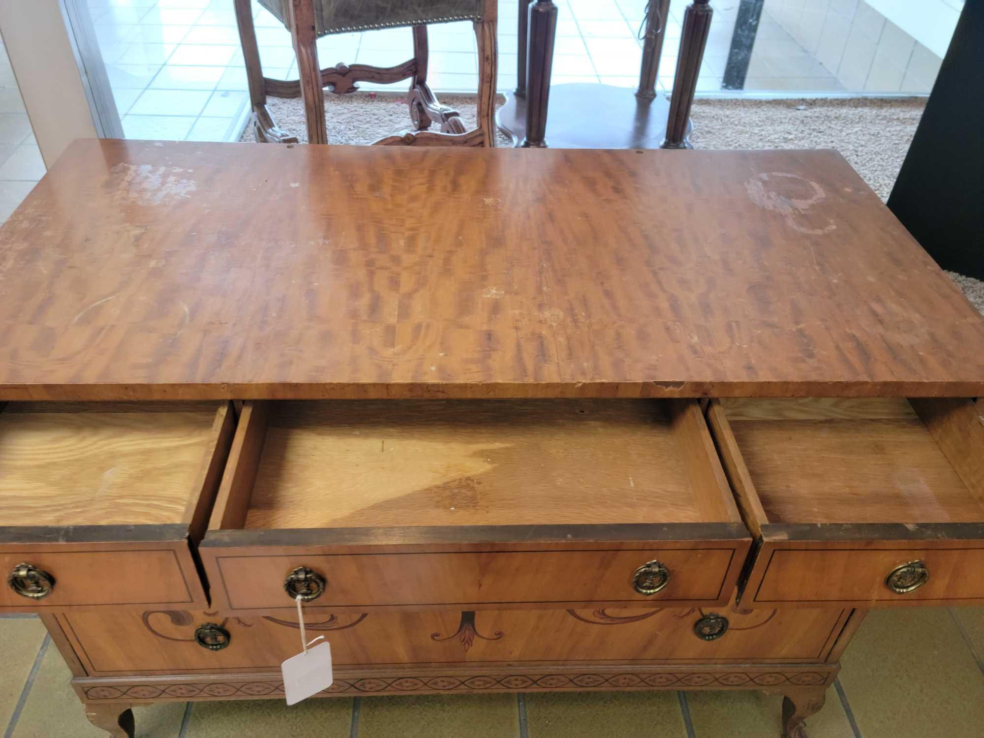 Vintage Handpainted Dresser or Buffet 5 drawer