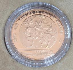 Gold Mexico 1985 1/4 Oz 250-Peso Proof World Cup Soccer Commemorative