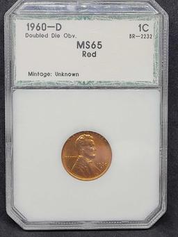 Incredibly Rare 1960-D PCI MS65 Red Double Die Obverse Lincoln Cent D/D and Small Date Over Large Da