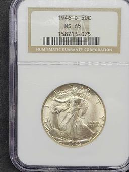 PCGS 1946-D MS65 Walking Liberty Half Gem Mint State