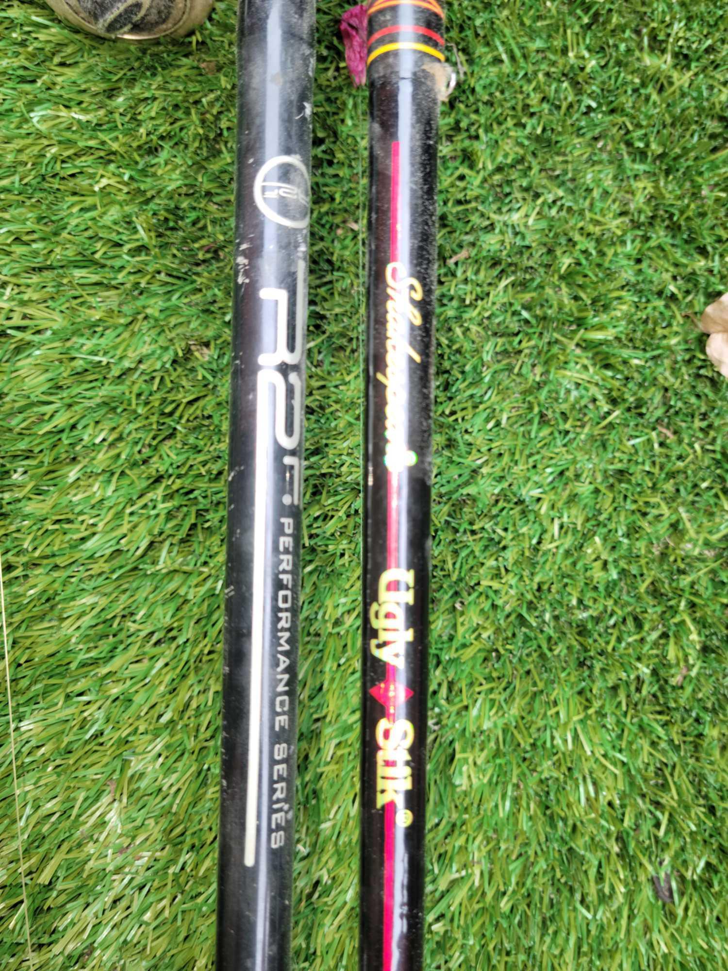 Three Fishing poles Tiburon Ugly stick Calstar