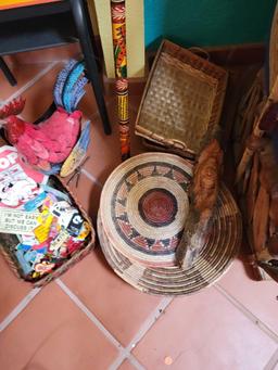 Painted box magnets painted and carved cane baskets