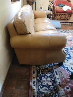 Camel colored Leather couch w matching ottoman