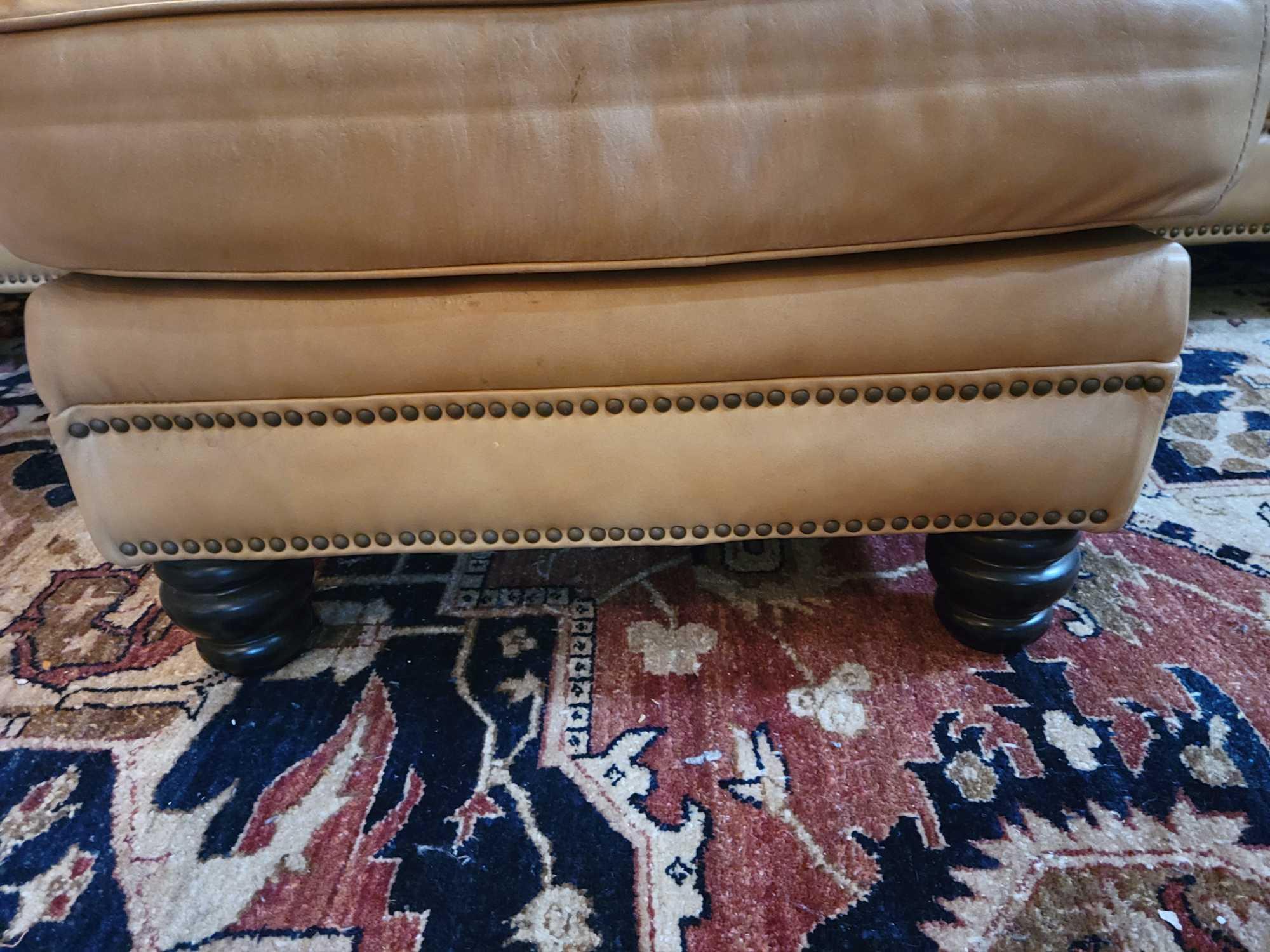 Camel colored Leather couch w matching ottoman