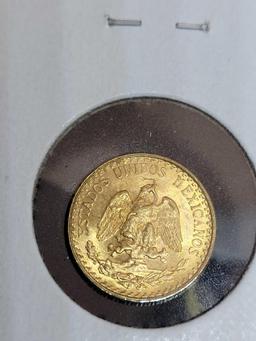 Gold Mexico 1945 2 Peso Gem Brilliant Uncirculated