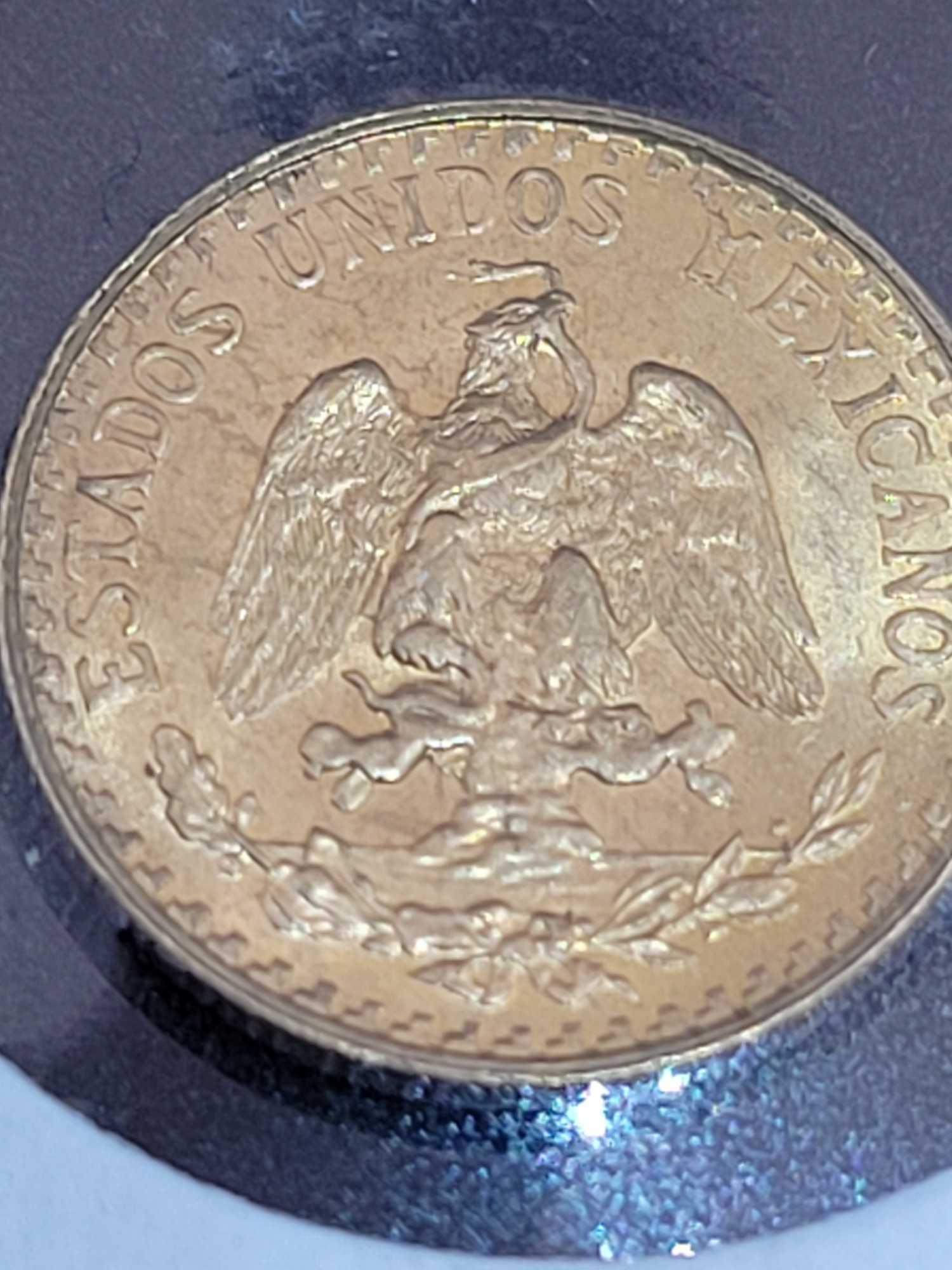 Gold Mexico 1945 2 Peso Gem Brilliant Uncirculated